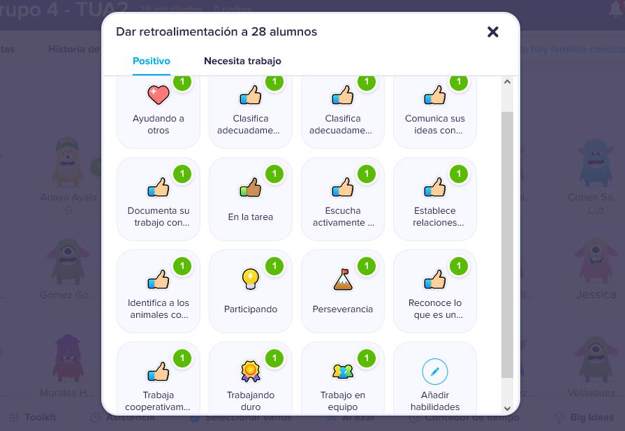 Puntos positivos Classdojo